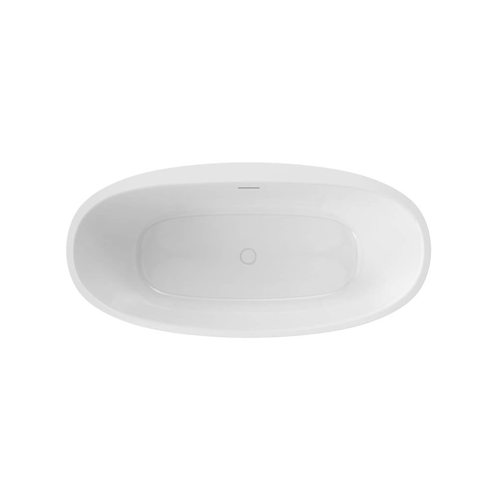 Hatto 6732 Acrylic Freestanding Center Drain Bathtub in White