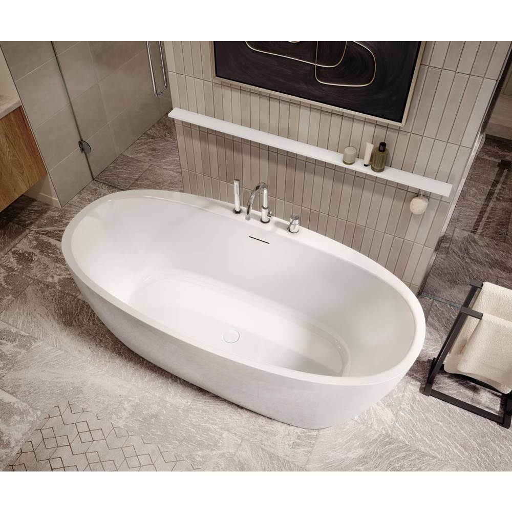 Hatto 6732 Acrylic Freestanding Center Drain Bathtub in White