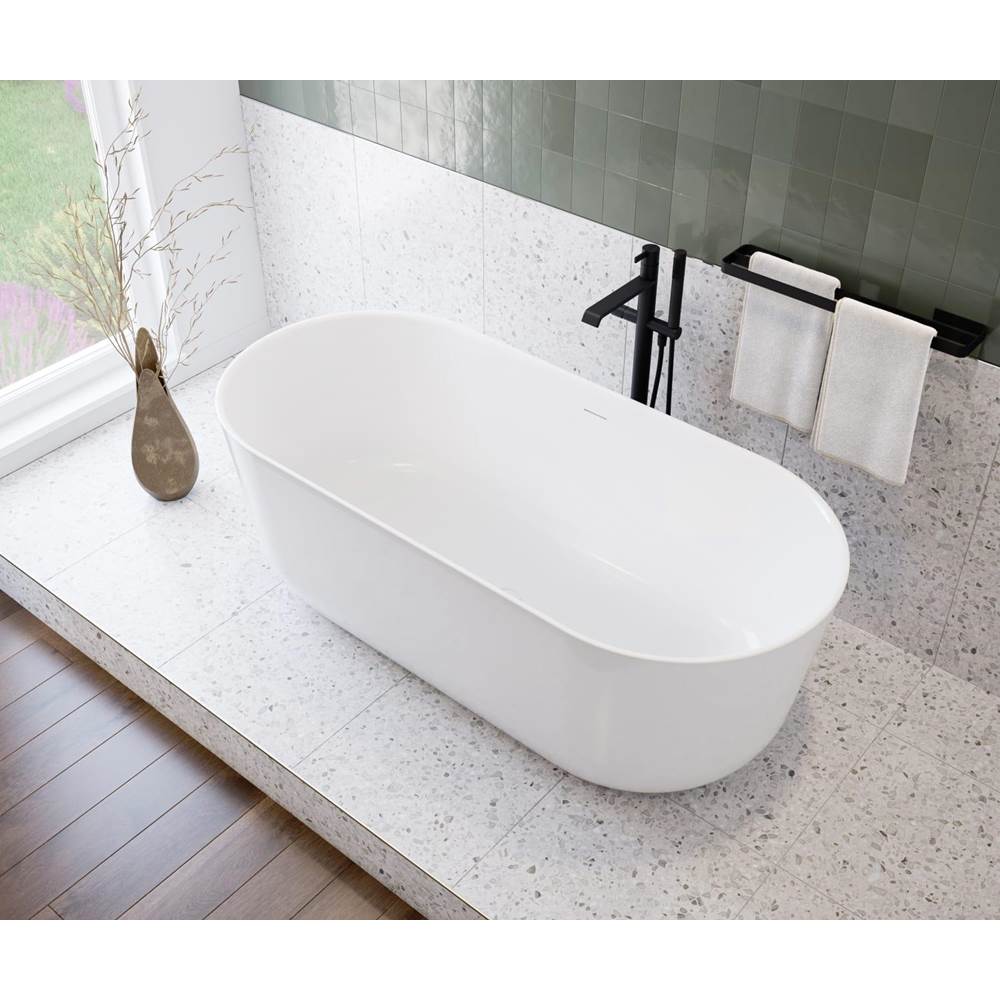 Malibra 67 x 30 Acrylic Freestanding Center Drain Bathtub in White with White Skirt