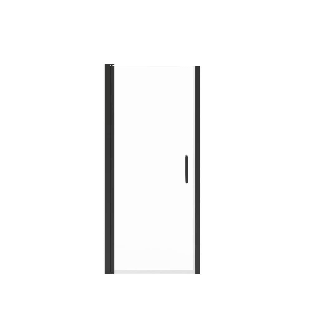 Manhattan 29-31 x 68 in. 6 mm Pivot Shower Door for Alcove Installation with Clear glass & Round Handle in Matte Black