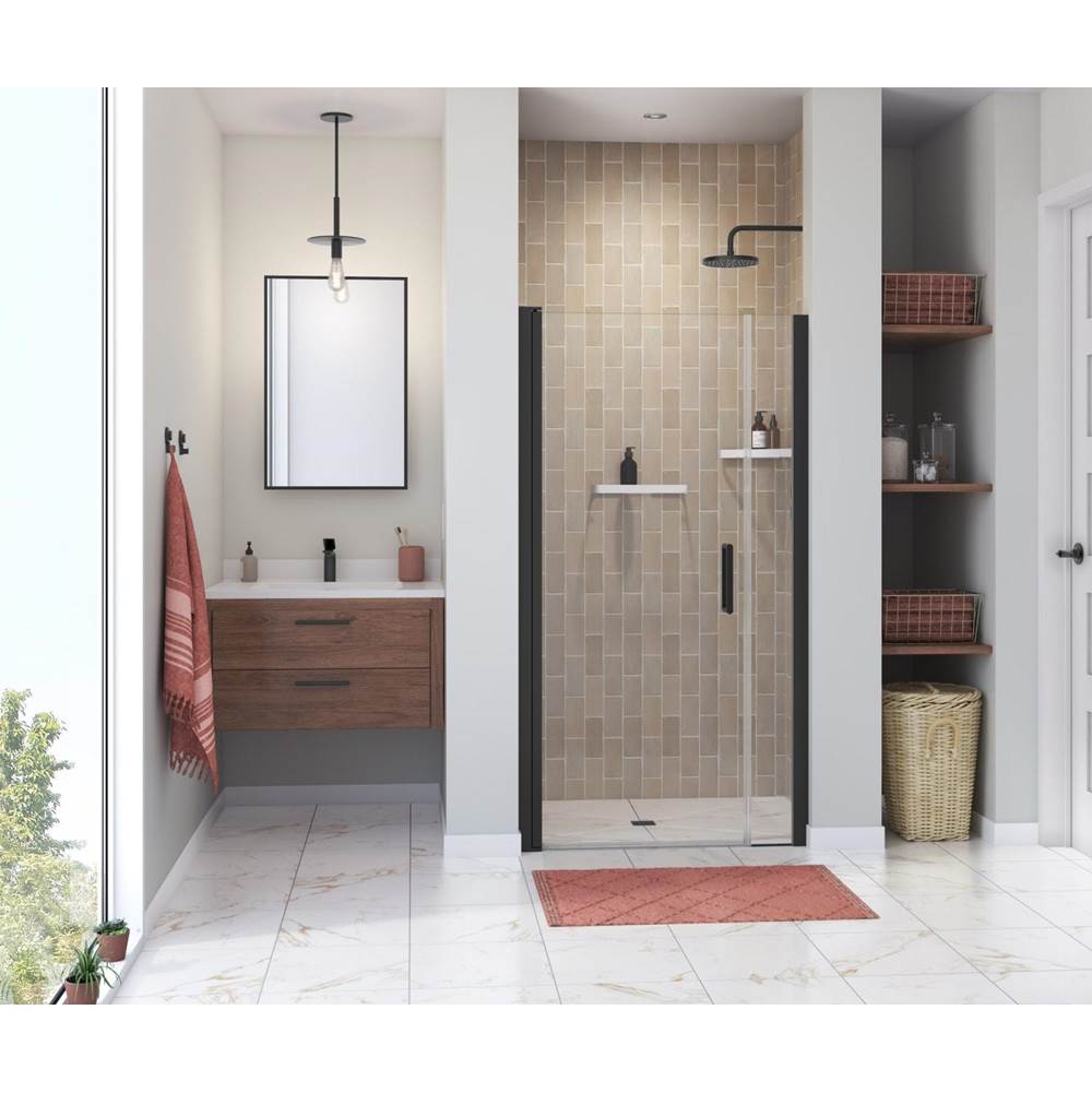 Maax - Manhattan 35-37 x 68 in. 6 mm Pivot Shower Door for Alcove Installation with Clear glass & Round Handle in Matte Black
