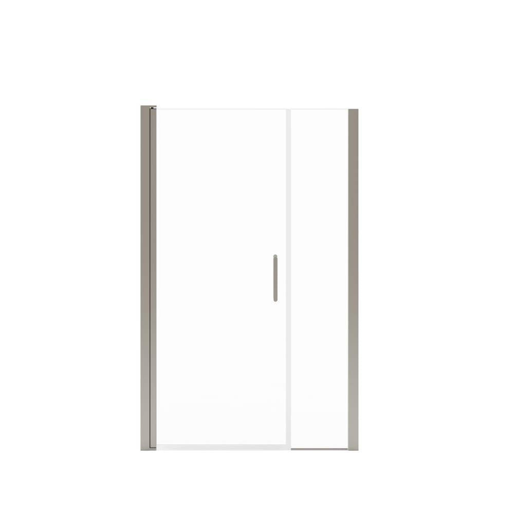 Manhattan 41-43 x 68 in. 6 mm Pivot Shower Door for Alcove Installation with Clear glass & Round Handle in Brushed Nickel