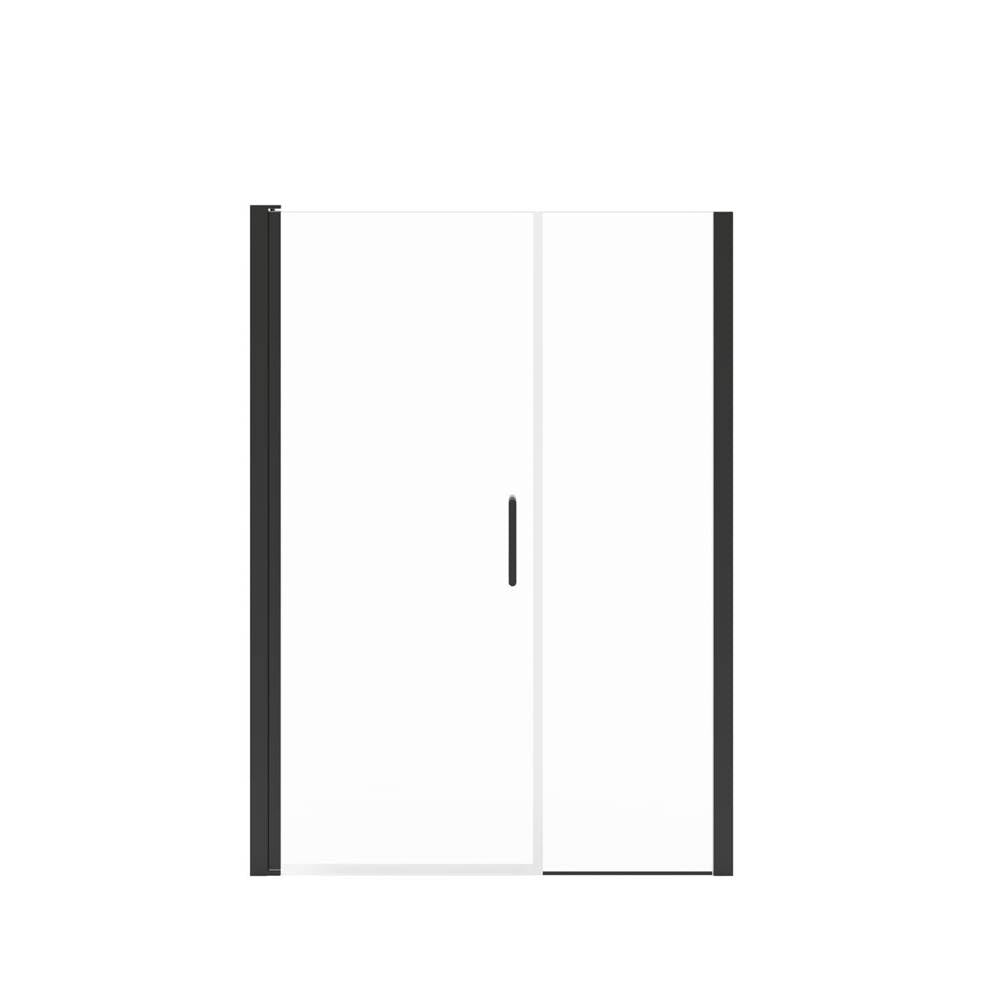 Manhattan 47-49 x 68 in. 6 mm Pivot Shower Door for Alcove Installation with Clear glass & Round Handle in Matte Black