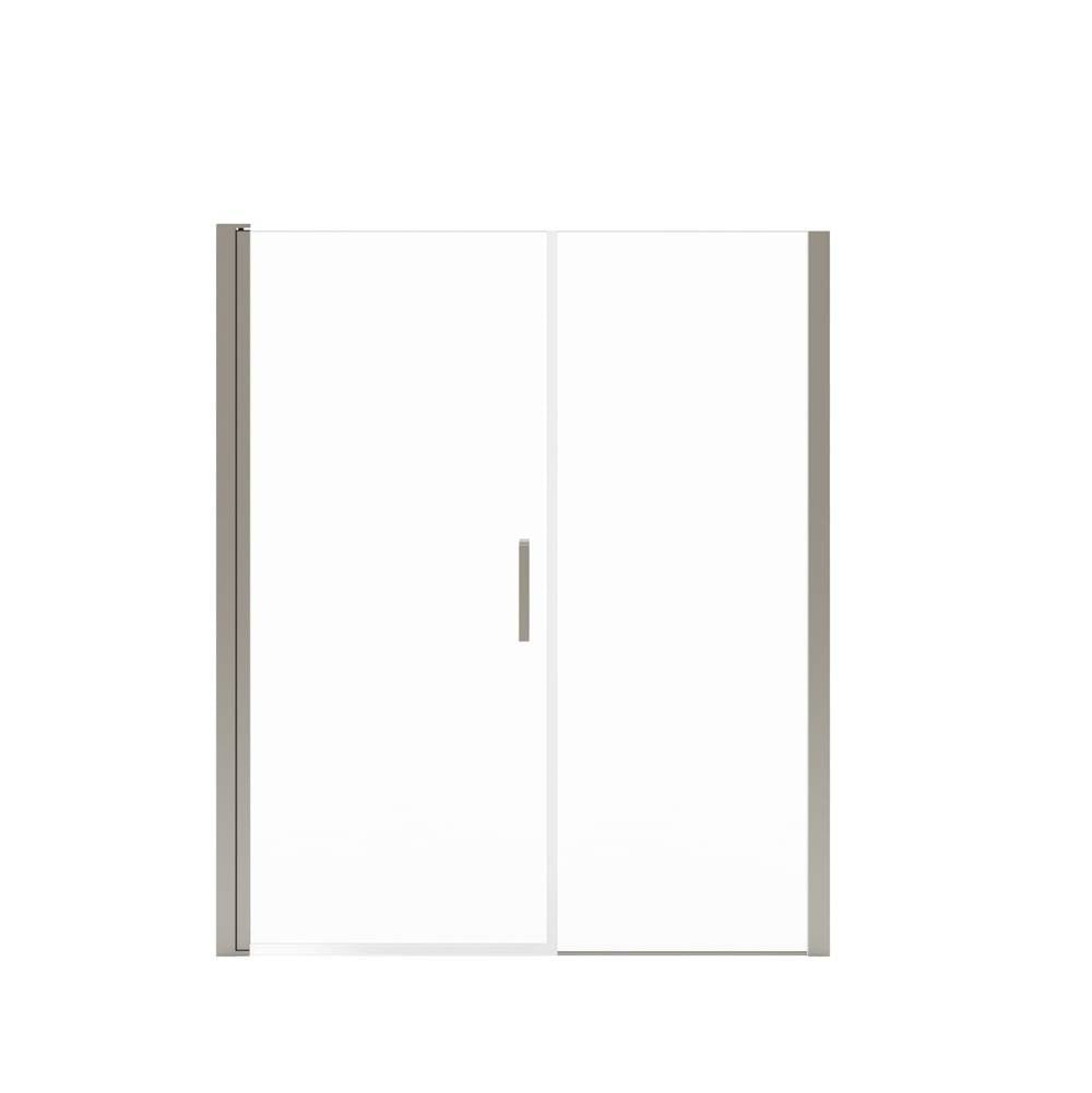 Manhattan 53-55 x 68 in. 6 mm Pivot Shower Door for Alcove Installation with Clear glass & Square Handle in Brushed Nickel