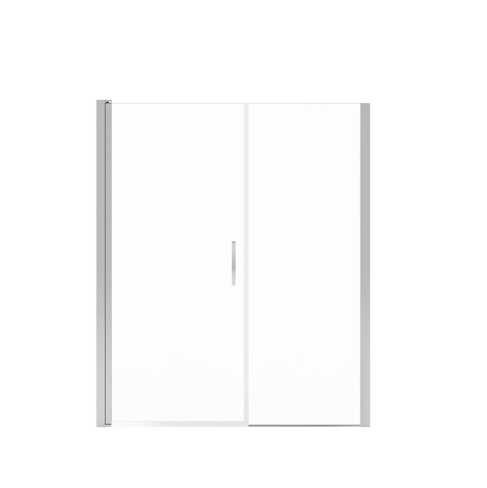 Manhattan 53-55 x 68 in. 6 mm Pivot Shower Door for Alcove Installation with Clear glass & Round Handle in Chrome
