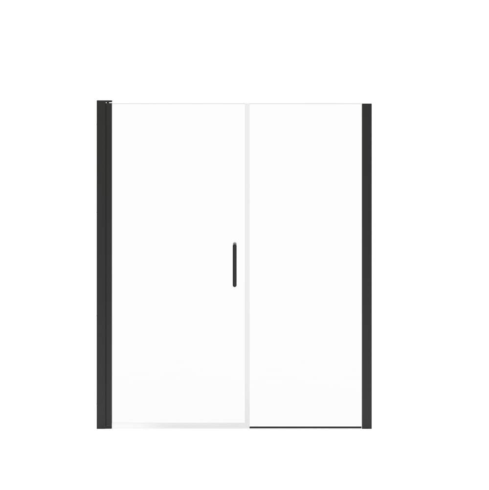 Manhattan 53-55 x 68 in. 6 mm Pivot Shower Door for Alcove Installation with Clear glass & Round Handle in Matte Black