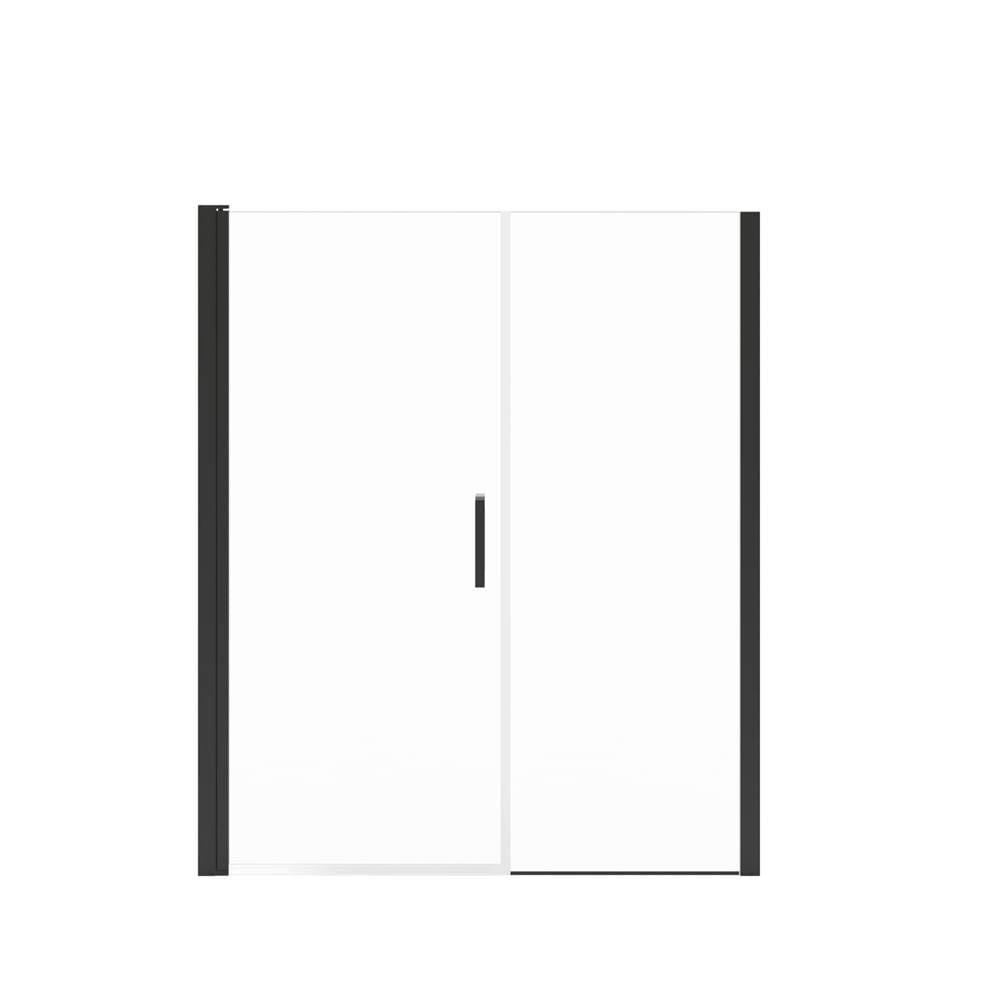Manhattan 53-55 x 68 in. 6 mm Pivot Shower Door for Alcove Installation with Clear glass & Square Handle in Matte Black