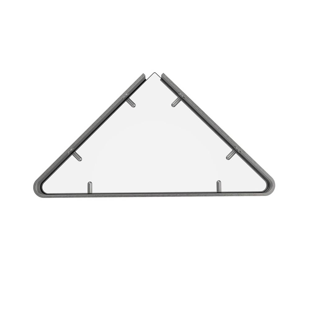 Manhattan Corner Shelf with Glass in Brushed Chrome