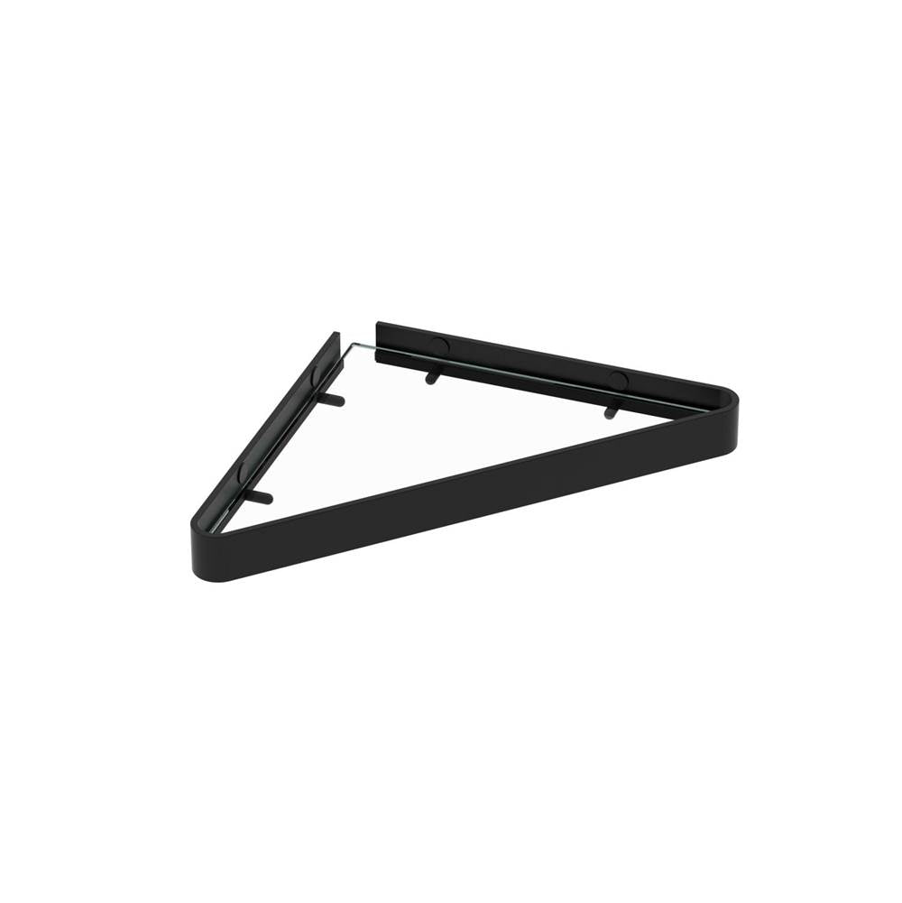 Manhattan Corner Shelf with Glass in Matte Black