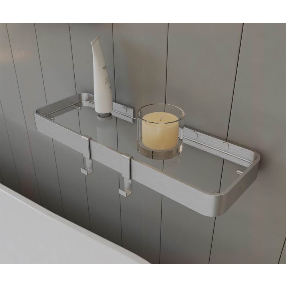 Manhattan Rectangular Shelf with Glass in Brushed Chrome