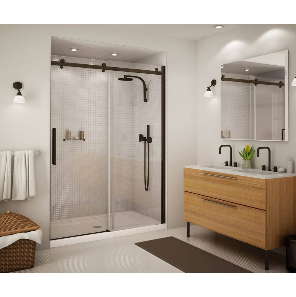 Halo 56.5-59 x 78.75 in. 8mm Sliding Shower Door for Alcove Installation with Clear glass in Dark Bronze