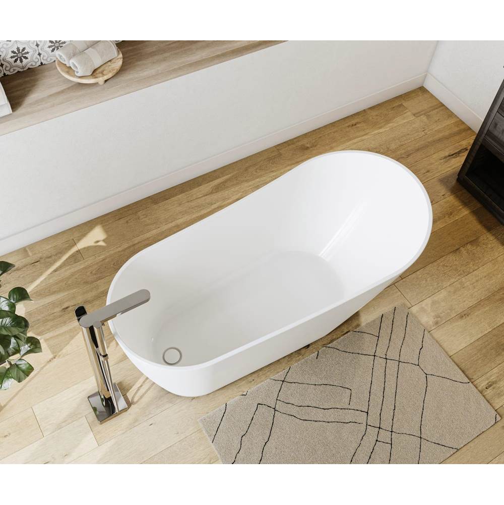 Sinfoni 59 x 28 Acrylic Freestanding End Drain Bathtub in White with White Skirt