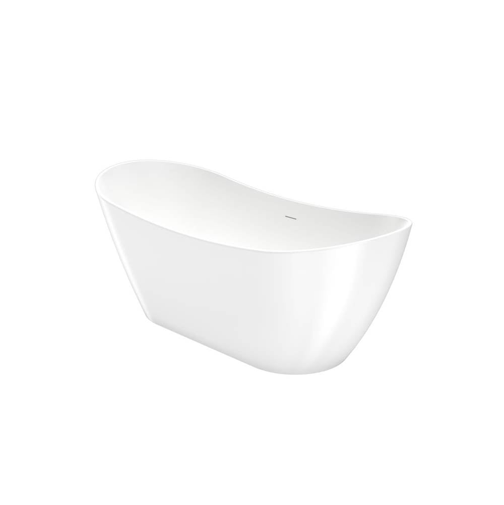 Mahaba 67 x 29 Acrylic Freestanding Oval Center Drain Bathtub in White