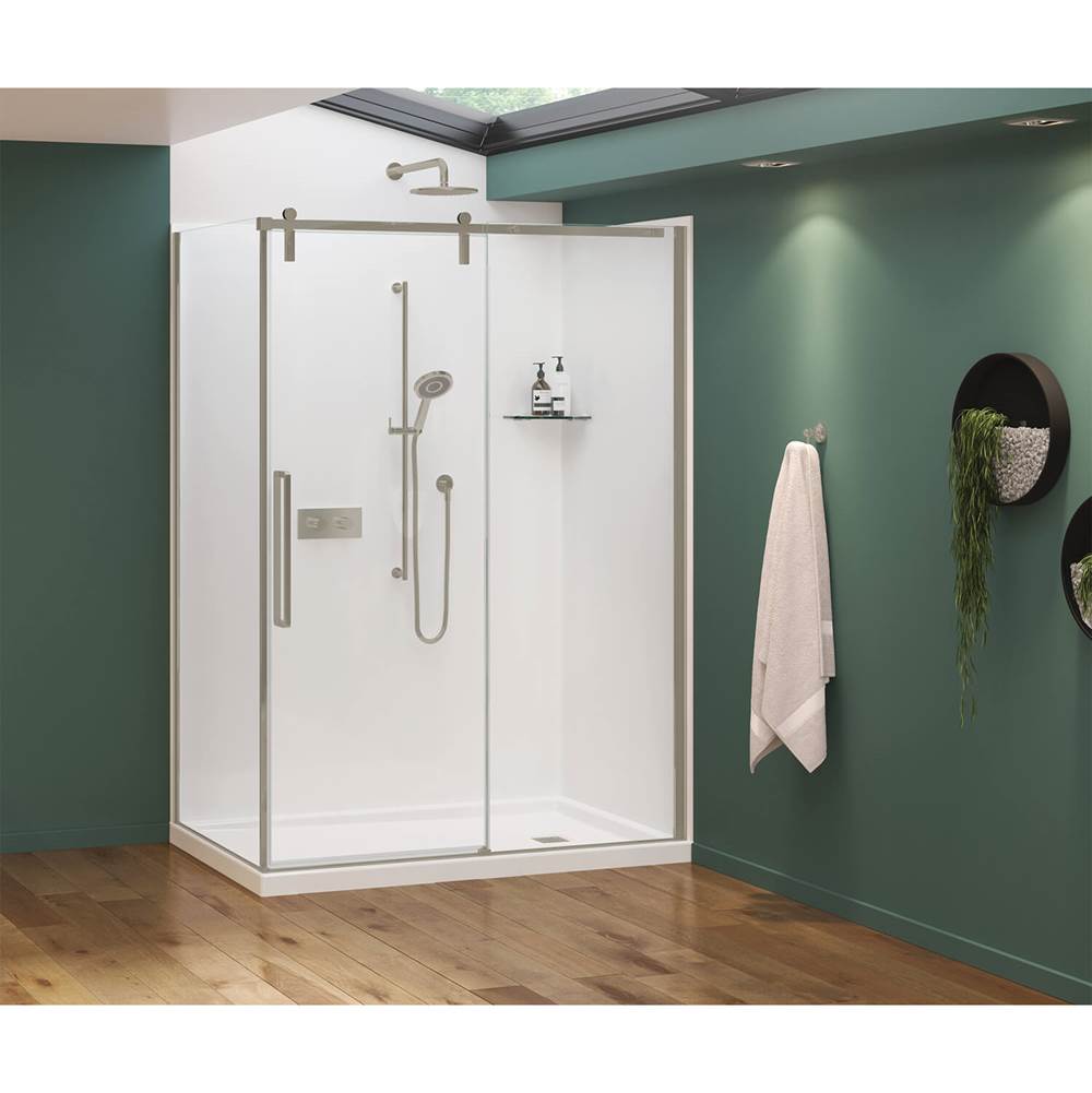 Nebula 56.5-58.5 x 78.75 in. 8mm Sliding Shower Door for Alcove Installation with Clear glass in Brushed Nickel