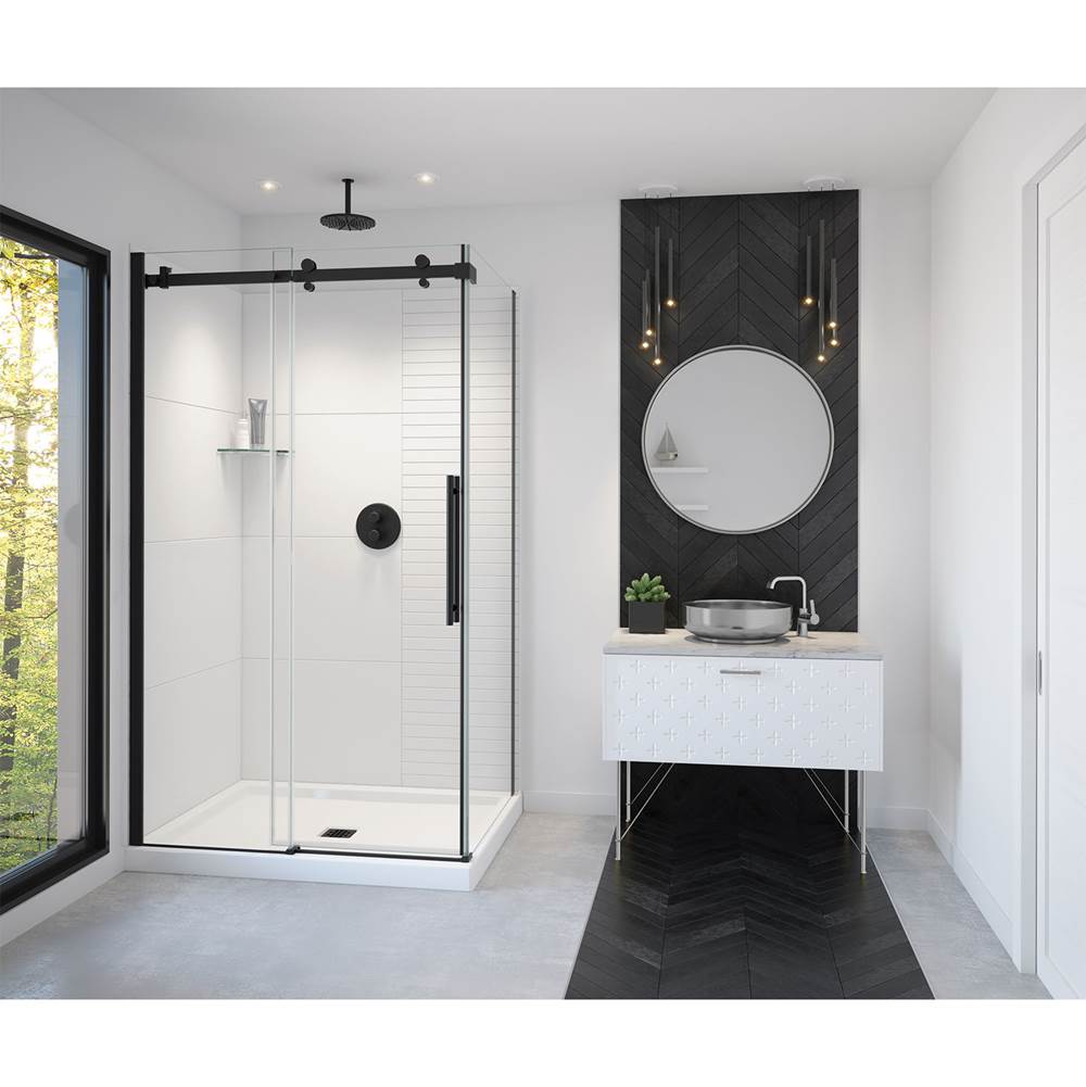 Vela 44.5-47 x 78.75 in. 8mm Sliding Shower Door for Alcove Installation with Clear glass in Matte Black