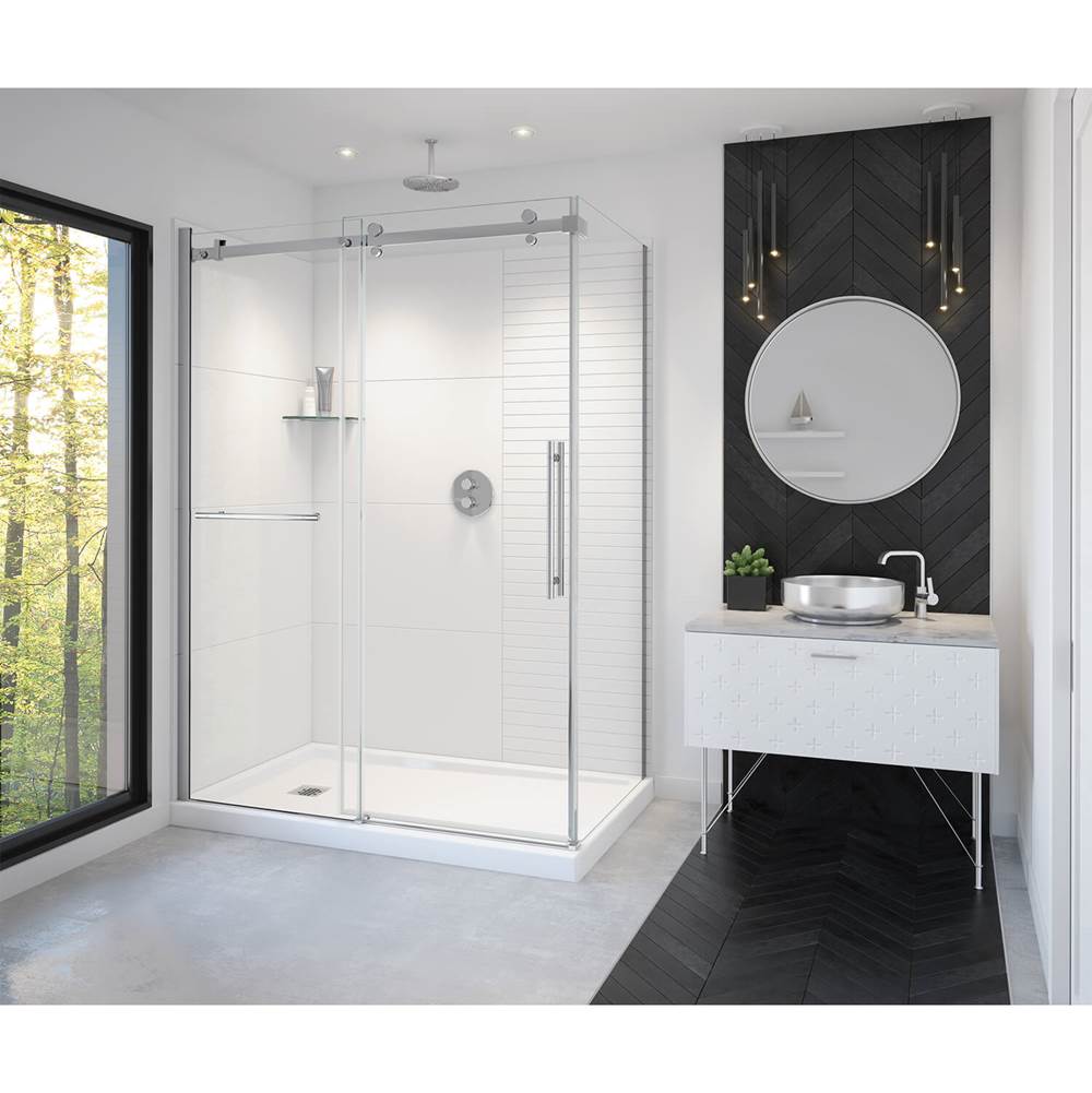 Vela 56.5-59 x 78.75 in. 8mm Sliding Shower Door with Towel Bar for Alcove Installation with Clear glass in Chrome