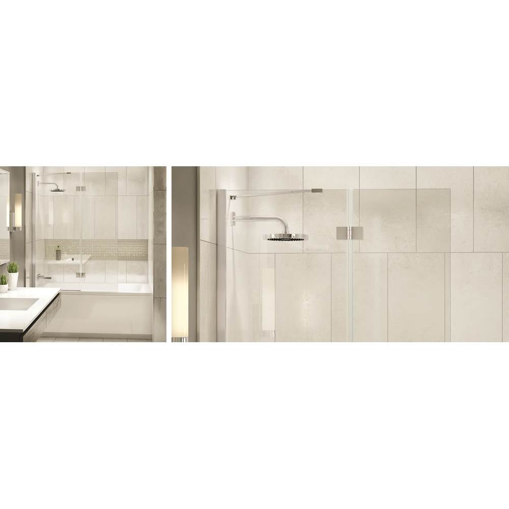 Edge Duo 42 x 58 in. 8 mm Pivot Tub Screen for Alcove Installation with Clear glass in Chrome