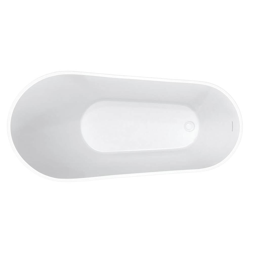 Soca 59 x 28 Acrylic Freestanding Slipper End Drain Bathtub in White