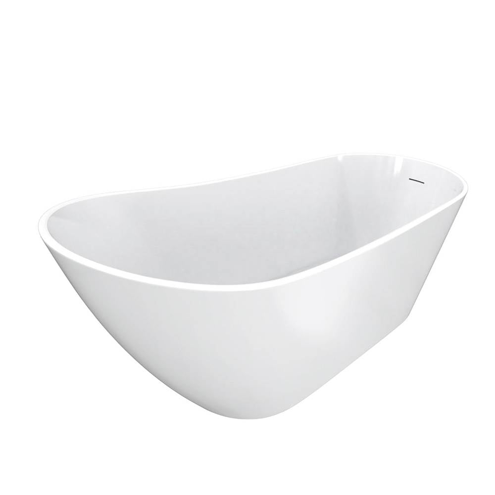 Soca 59 x 28 Acrylic Freestanding Slipper End Drain Bathtub in White