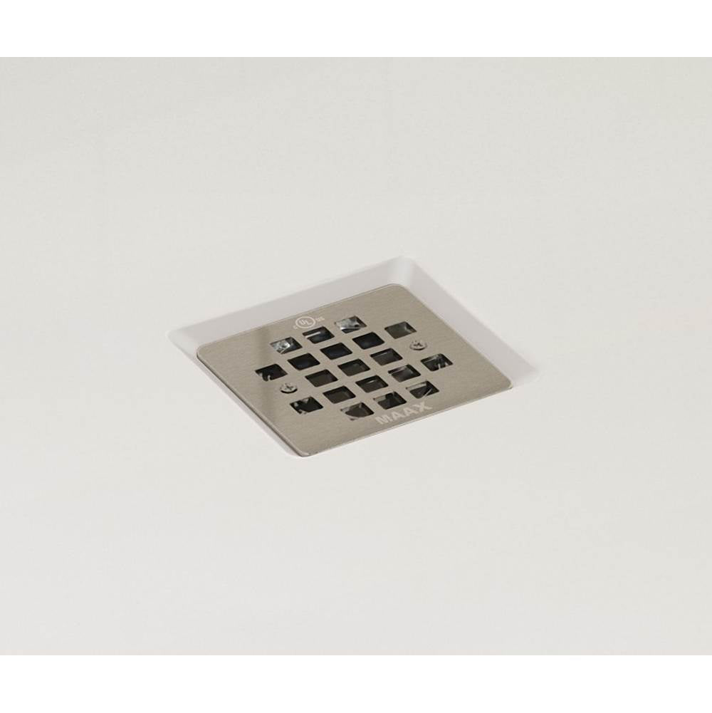 B3Square 3636 Acrylic Corner Left or Right Shower Base in White with Center Drain