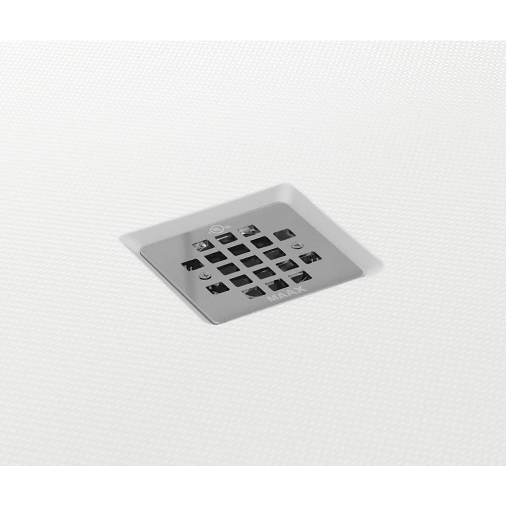 B3Square 3636 Acrylic Corner Left or Right Shower Base in White with Anti-slip Bottom with Center Drain