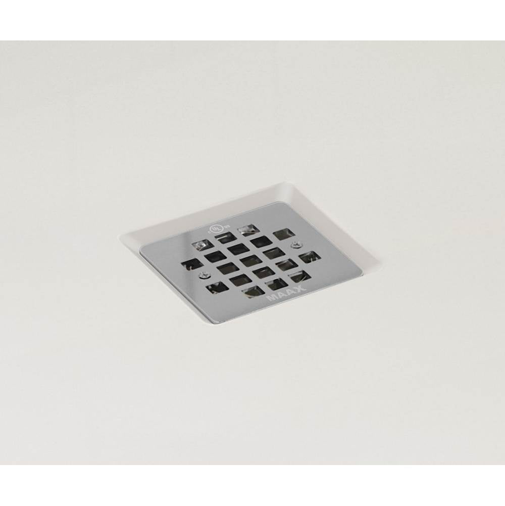 B3Square 3636 Acrylic Corner Left or Right Shower Base in White with Center Drain