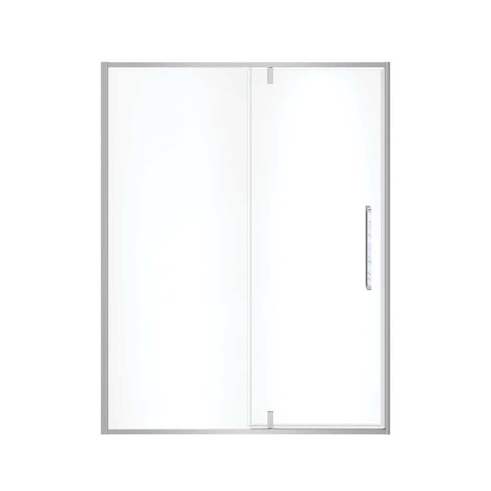 Uptown 57-59 x 76 in. 8 mm Pivot Shower Door for Alcove Installation with Clear glass in Chrome & White Marble