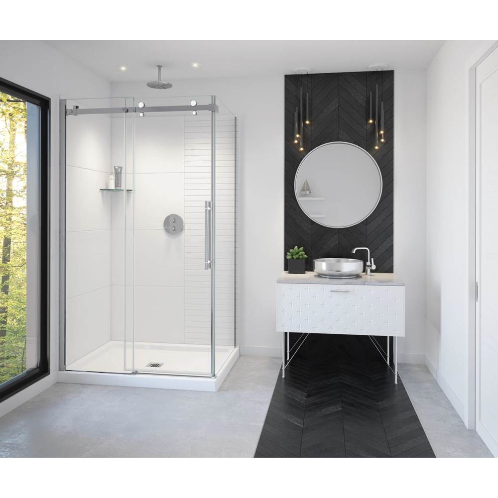 Maax - Vela 44.5-47 x 78.75 in. 8mm Sliding Shower Door for Alcove Installation with Clear glass in Chrome and Matte White