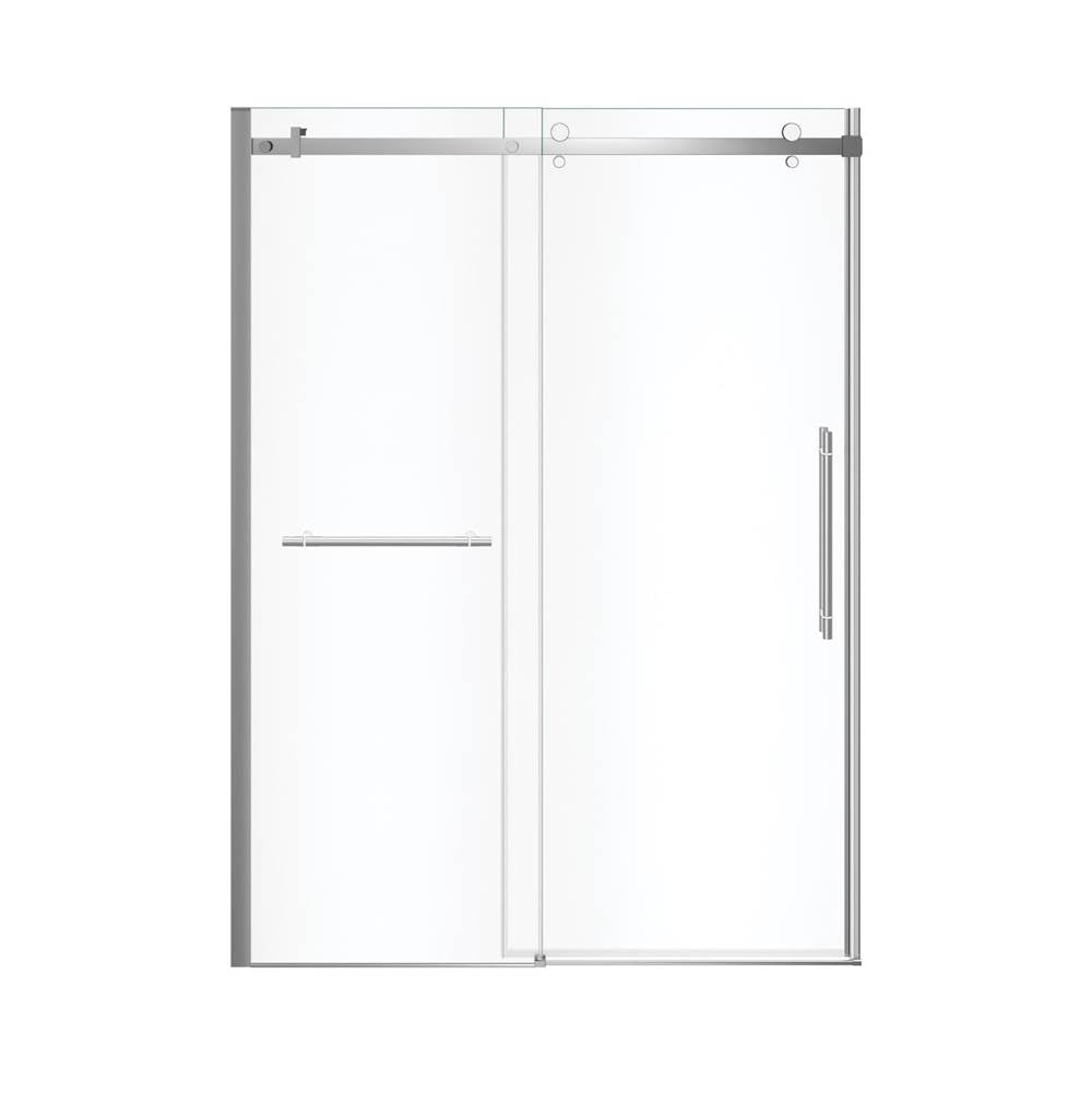Vela 56.5-59 x 78.75 in. 8mm Sliding Shower Door with Towel Bar for Alcove Installation with Clear glass in Chrome and Matte White