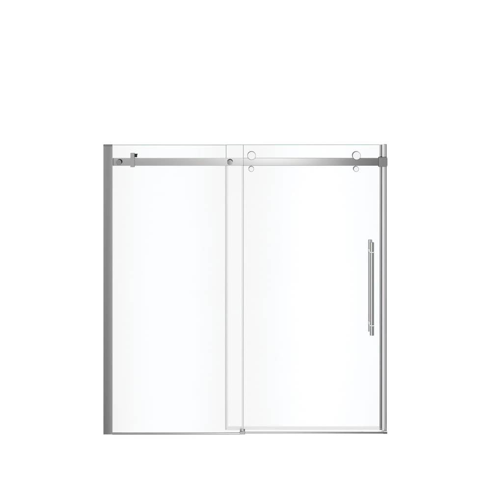 Vela 56.5-59 x 59 in. 8 mm Sliding Tub Door for Alcove Installation with Clear glass in Chrome and Matte White