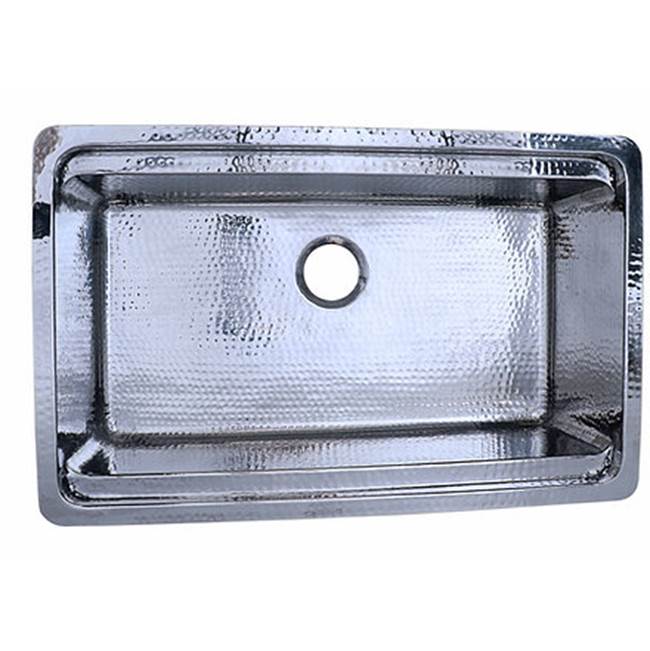 Brightwork Collection Hammered Stainless Steel Large Single Bowl Prep Station Sink. Sink Includes Accacia Cutting Board