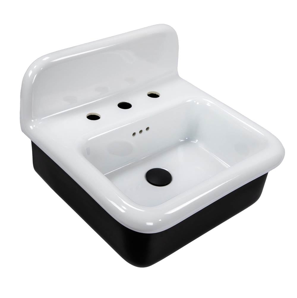 Fireclay 30'S Style Sink In White With A Black Bottom