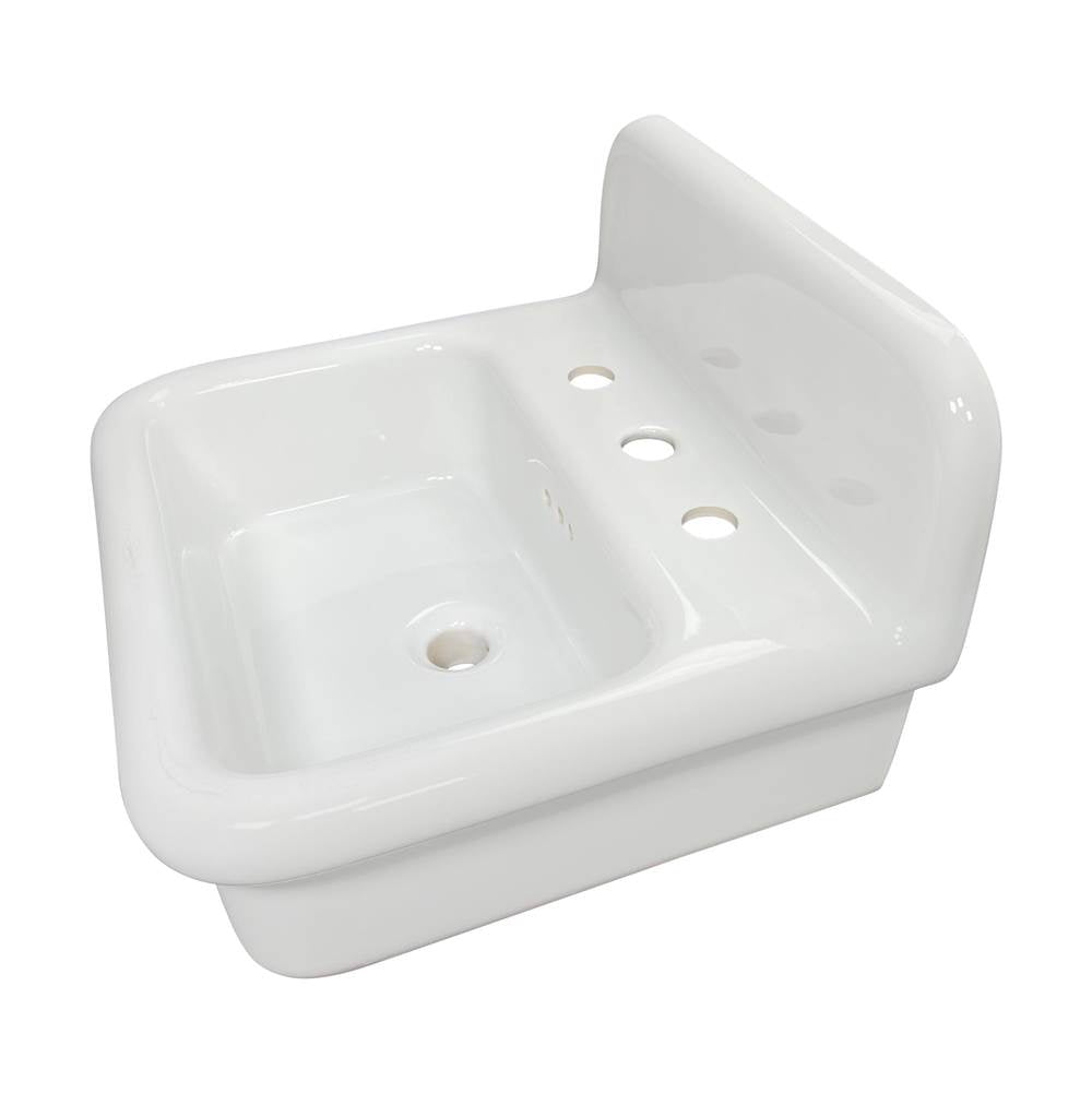 Fireclay 30'S Style Sink In White With A Black Bottom