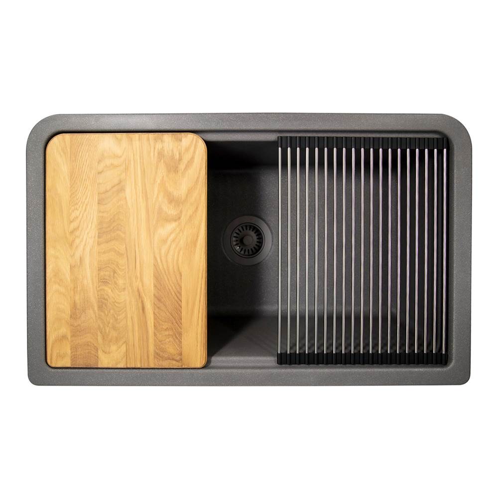 33-Inch Reversible Workstation Granite Composite Apron Sink With Accessory Pack