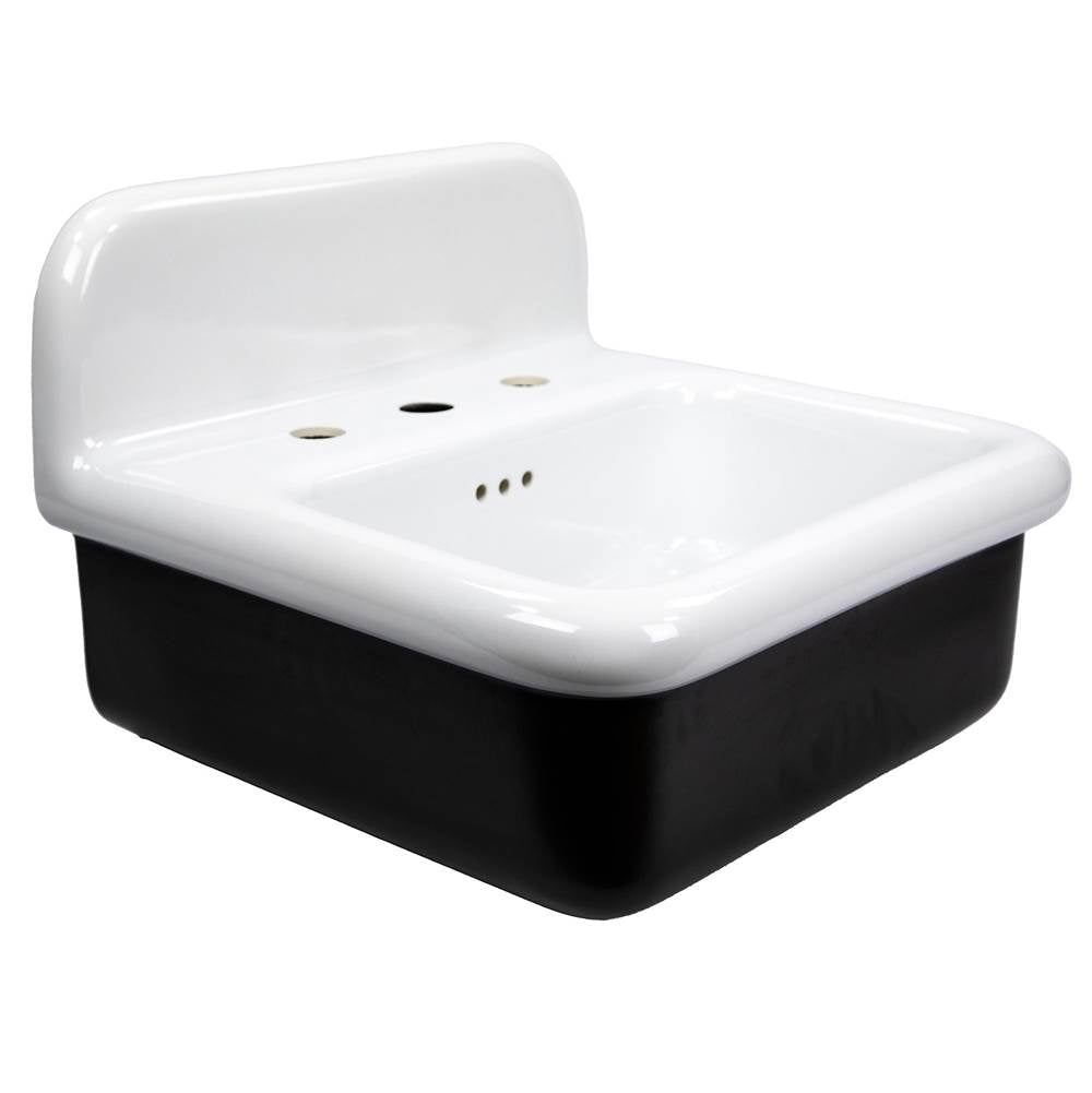 Fireclay 30'S Style Sink In White With A Black Bottom
