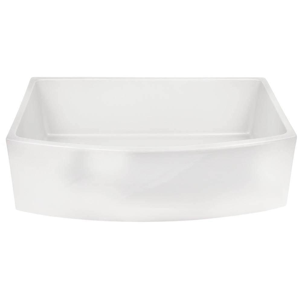 Italian Made Fine Fireclay Curved Apron Farmer Sink Finished In A Concrete Finish, Optional Bottom Grid - Bg-Fc3320Ca