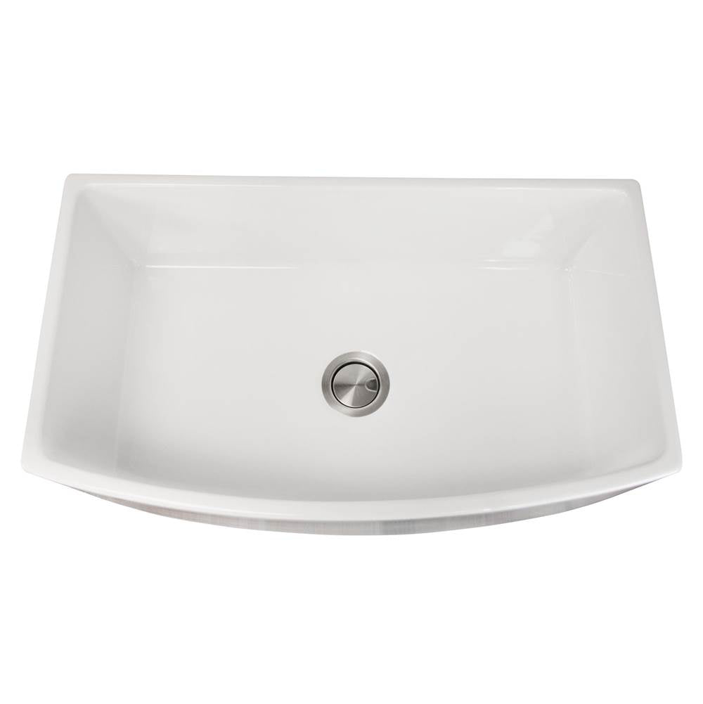 Nantucket Sinks - Italian Made Fine Fireclay Curved Apron Farmer Sink Finished In A White Finish, Optional Bottom Grid - Bg-Fc3320Ca - White