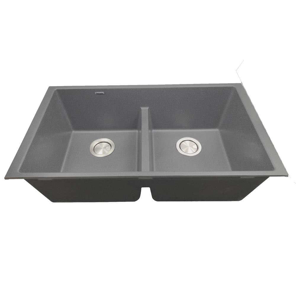 Undermount Double Equal Bowls With Low Divide - Granite Composite Black