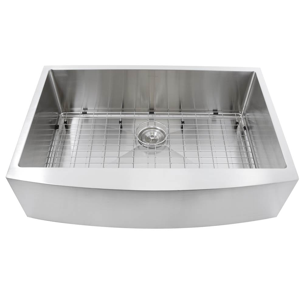 Nantucket Sinks - 33 Inch Pro Series Small Radius Farmhouse Apron Front Stainless Steel Sink - Brushed Satin