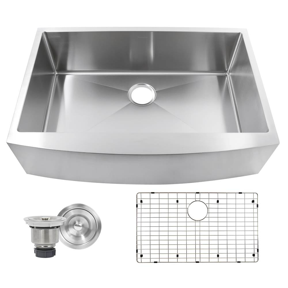 33 Inch Pro Series Small Radius Farmhouse Apron Front Stainless Steel Sink
