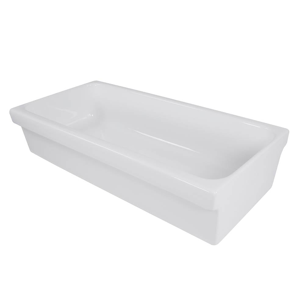 Nantucket Sinks - 35.5 Inch Rectangular Italian Fireclay Vessel Sink - Glazed White