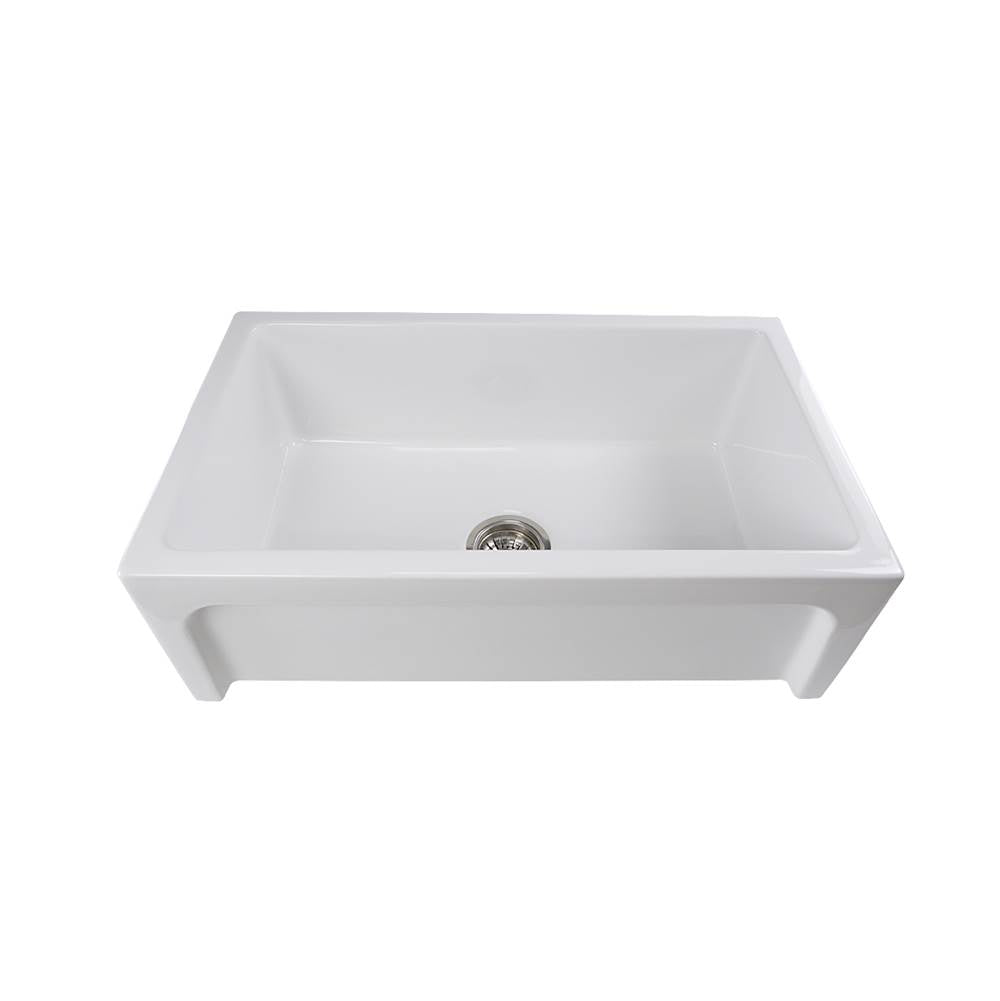 30 Inch Fireclay Farmhouse Apron Sink with reversible facades. Plain on one side and arched on the other