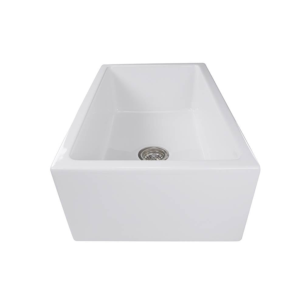 30 Inch Fireclay Farmhouse Apron Sink with reversible facades. Plain on one side and arched on the other