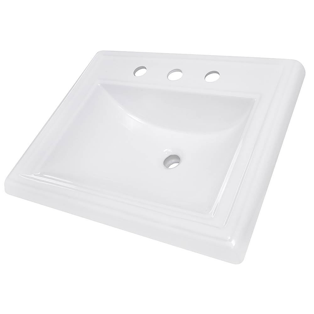 23 Inch Rectangular Drop-In Ceramic Vanity Sink