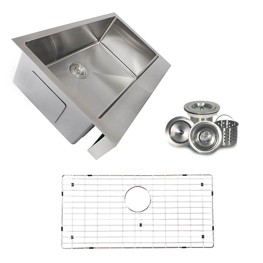 Nantucket Sinks - Patented Design Pro Series Single Bowl Undermount Stainless Steel Kitchen Sink with 5.5 Inch Apron Front - Brushed Satin