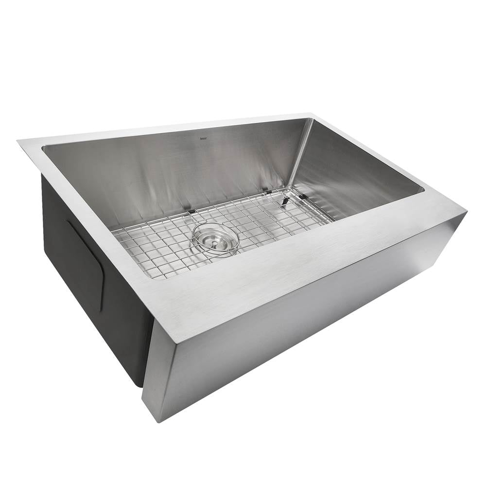 Nantucket Sinks - Patented Design Pro Series Single Bowl Undermount Stainless Steel Kitchen Sink with 9 Inch Apron Front - Brushed Satin