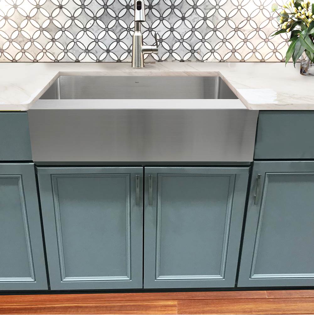 Patented Design Pro Series Single Bowl Undermount Stainless Steel Kitchen Sink with 9 Inch Apron Front