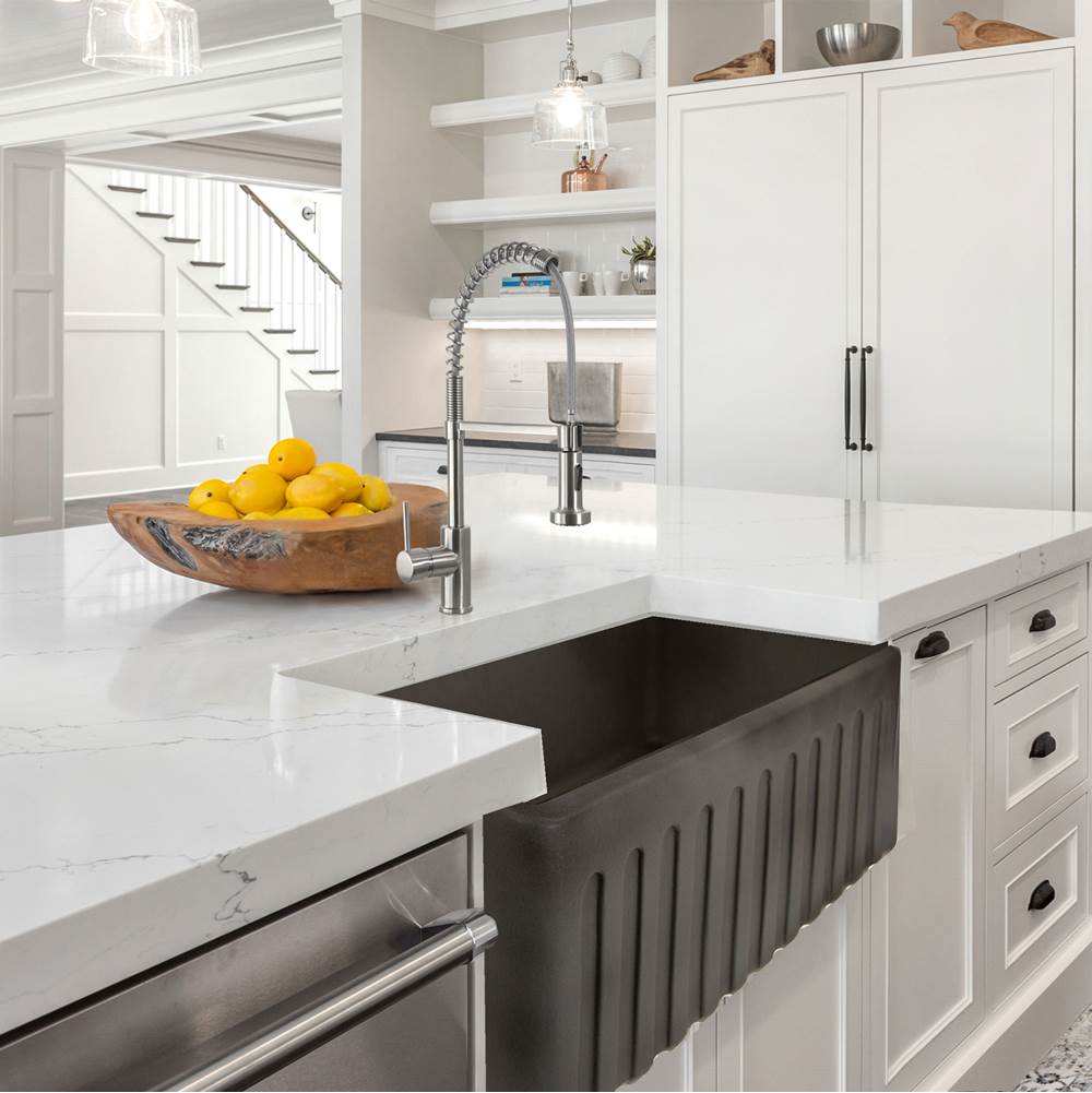 30-Inch Farmhouse Fireclay Sink with Concrete Finish