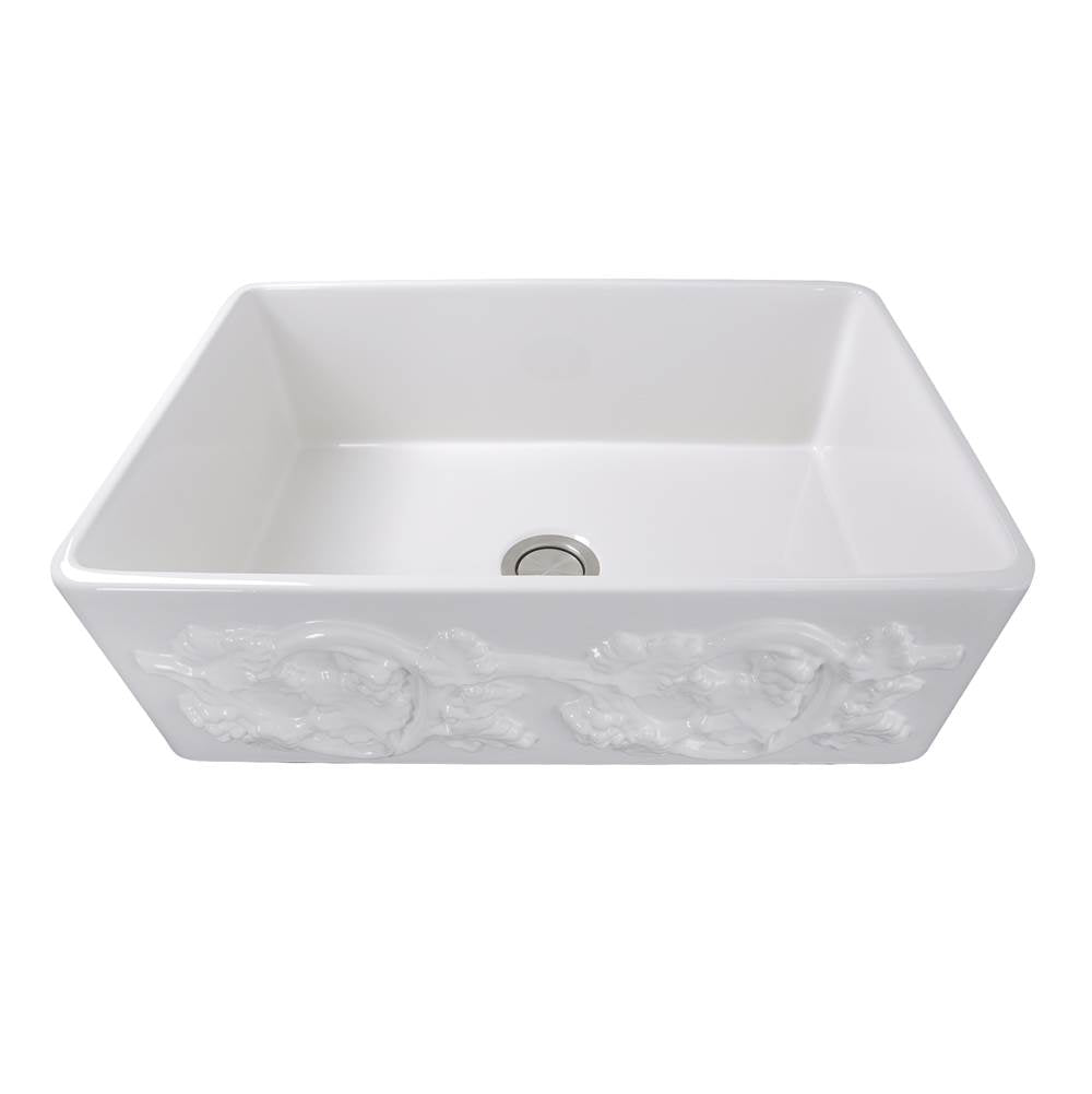 30-Inch Farmhouse Fireclay Sink with Grapes Apron