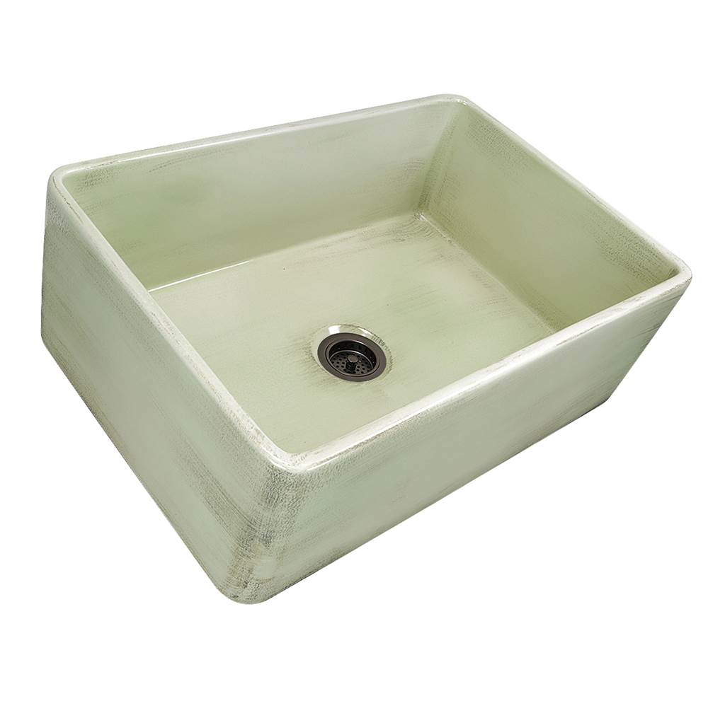 Nantucket Sinks - 30-Inch Farmhouse Fireclay Sink with Shabby Green Finish - Shabby Green